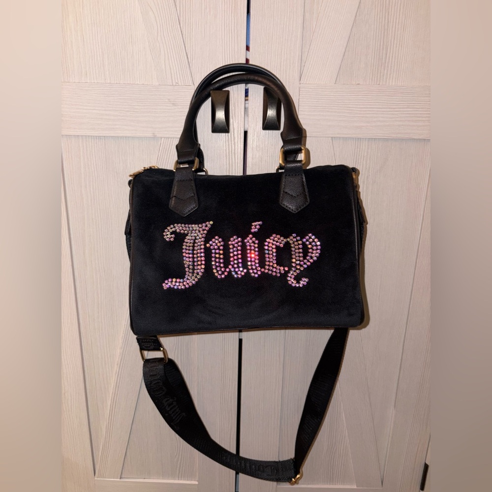 Juicy Couture Black Satchel with Rhinestone Logo